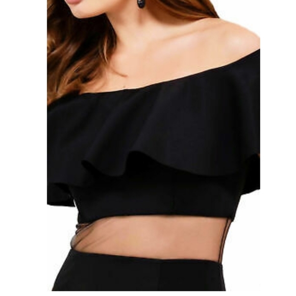 Jovani new #49926 Black Scuba Off Shoulder Ruffle - Picture 4 of 8